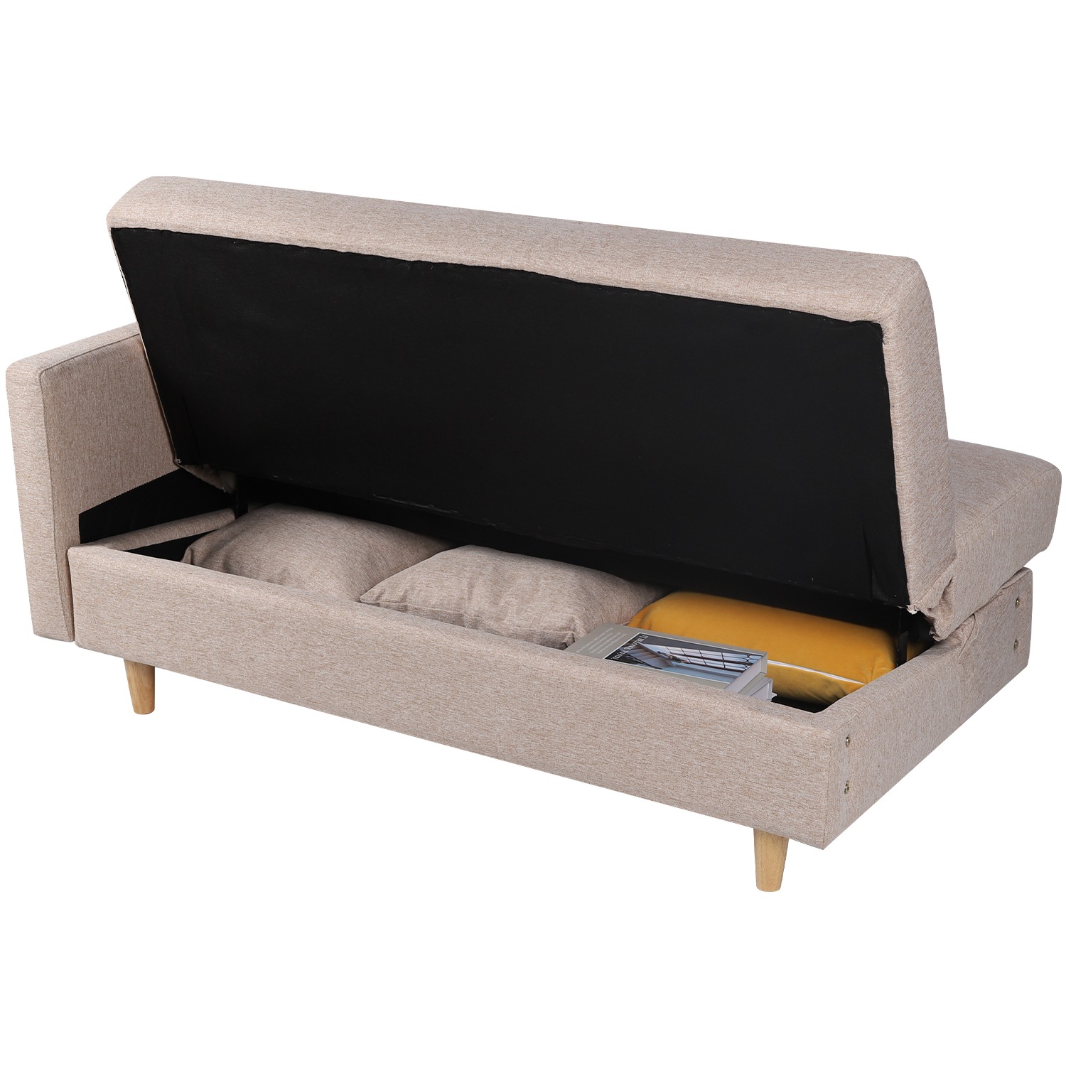 【国内出荷 - 3日配達】ソファ　ソファーベッド　カウチソファ　3人掛け　オットマン付き　多機能ソファ　左右側とも取り付けるアームレスト　たくさん収納　レイアウト自由　クッション2個556