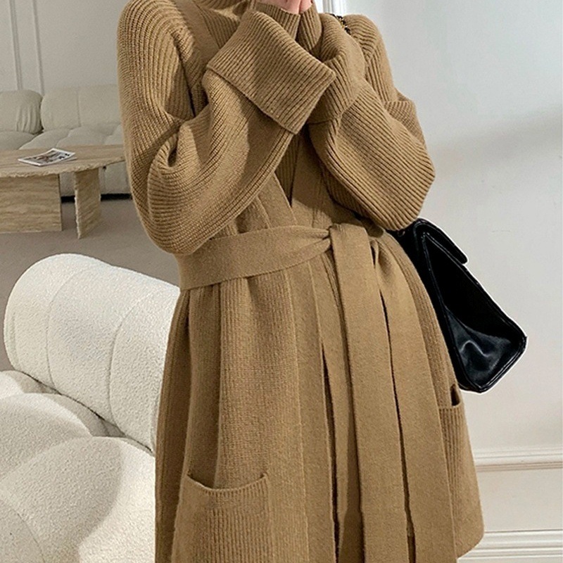 ニットセットアップ パンツセットアップ ワイドパンツ リブニット 3点セット 韓国 レディース オルチャン ハイネック ジャケット ニットカーディガン スリーピース 黒 ブラック 茶色