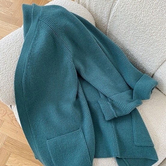 ニットセットアップ パンツセットアップ ワイドパンツ リブニット 3点セット 韓国 レディース オルチャン ハイネック ジャケット ニットカーディガン スリーピース 黒 ブラック 茶色