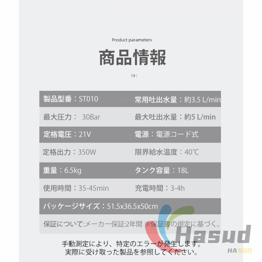 タンク式高圧洗浄機 充電式 低騒音 全身防水 コードレス 21V 40℃温水対応 移動便利 30bar コードレス式 高圧洗浄機 プランジャーポンプ