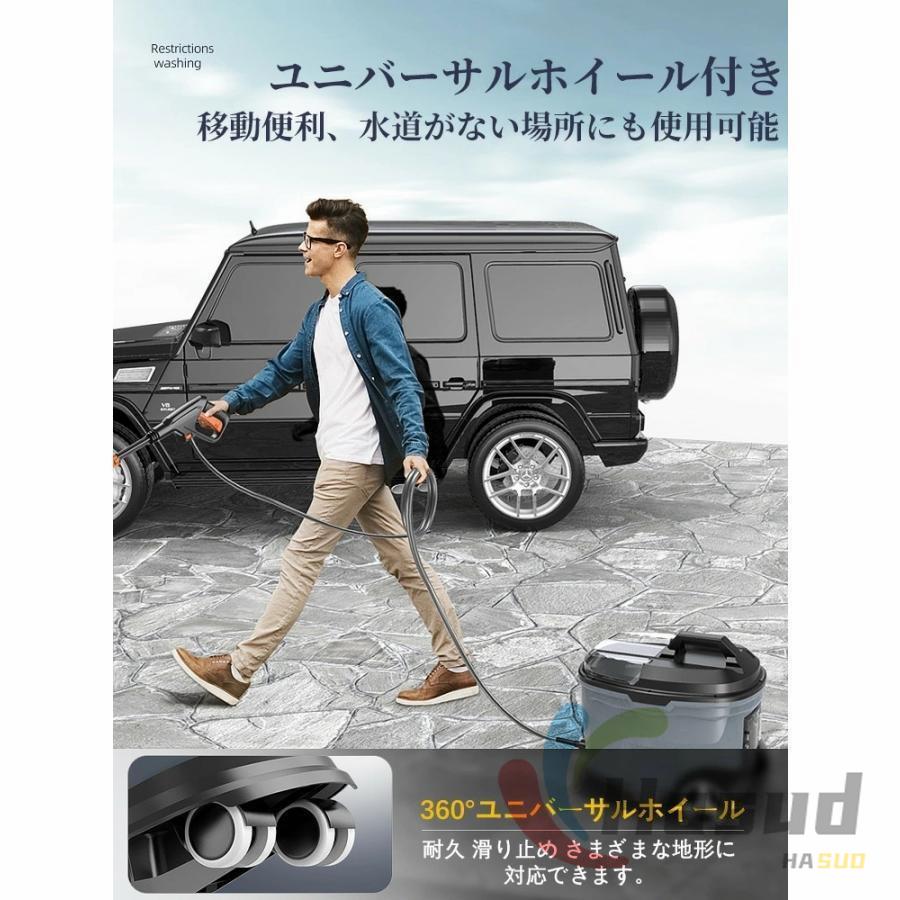タンク式高圧洗浄機 充電式 低騒音 全身防水 コードレス 21V 40℃温水対応 移動便利 30bar コードレス式 高圧洗浄機 プランジャーポンプ