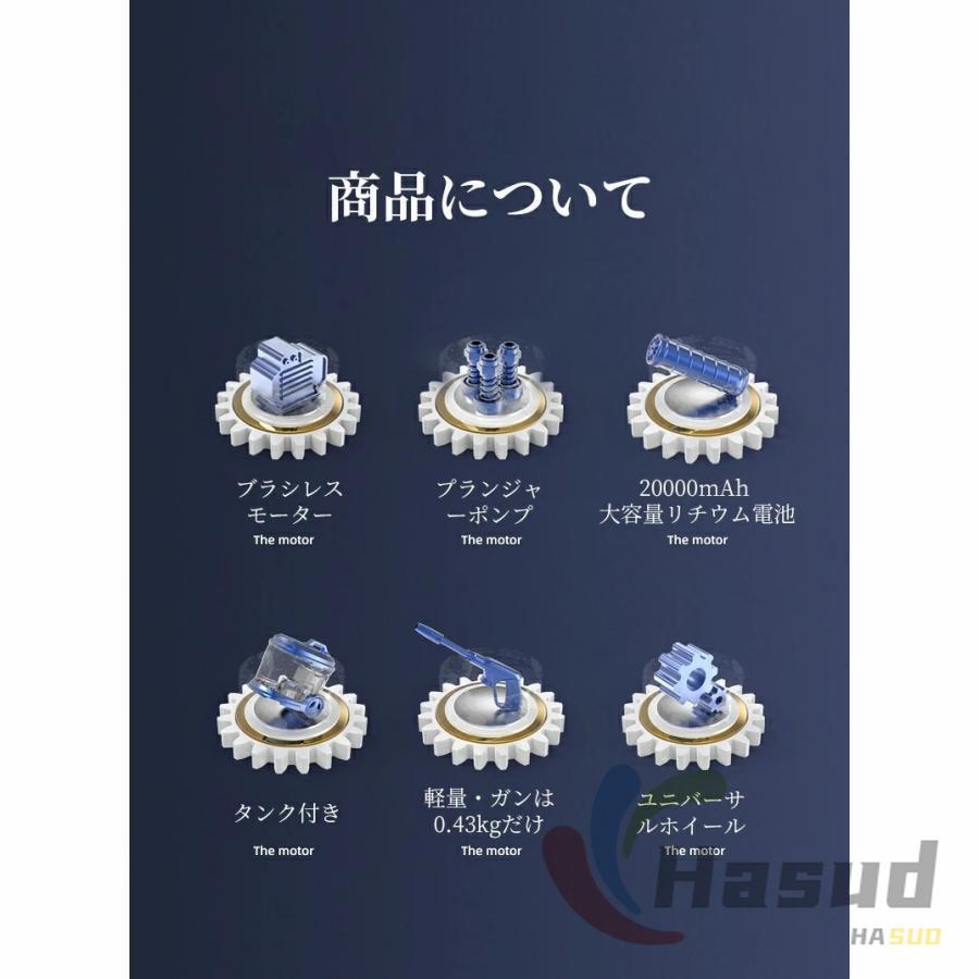 タンク式高圧洗浄機 充電式 低騒音 全身防水 コードレス 21V 40℃温水対応 移動便利 30bar コードレス式 高圧洗浄機 プランジャーポンプ
