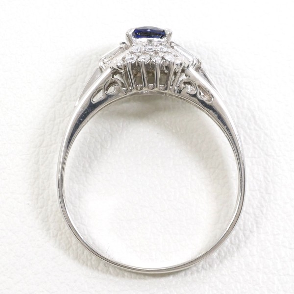 PT900 プラチナ リング 11.5号 ロイヤルブルー サファイア ダイヤ 0.18 鑑別書 中古 PT900 プラチナ リング 11.5号 ロイヤルブルー サファイア ダイヤ 0.18 鑑別書 中古