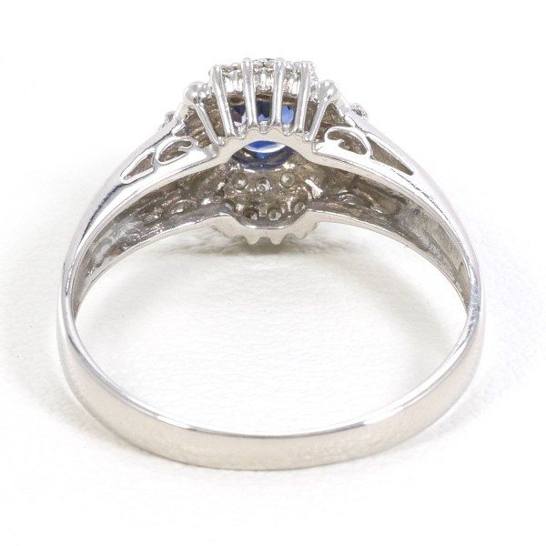 PT900 プラチナ リング 11.5号 ロイヤルブルー サファイア ダイヤ 0.18 鑑別書 中古 PT900 プラチナ リング 11.5号 ロイヤルブルー サファイア ダイヤ 0.18 鑑別書 中古