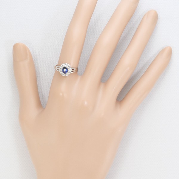 PT900 プラチナ リング 11.5号 ロイヤルブルー サファイア ダイヤ 0.18 鑑別書 中古 PT900 プラチナ リング 11.5号 ロイヤルブルー サファイア ダイヤ 0.18 鑑別書 中古