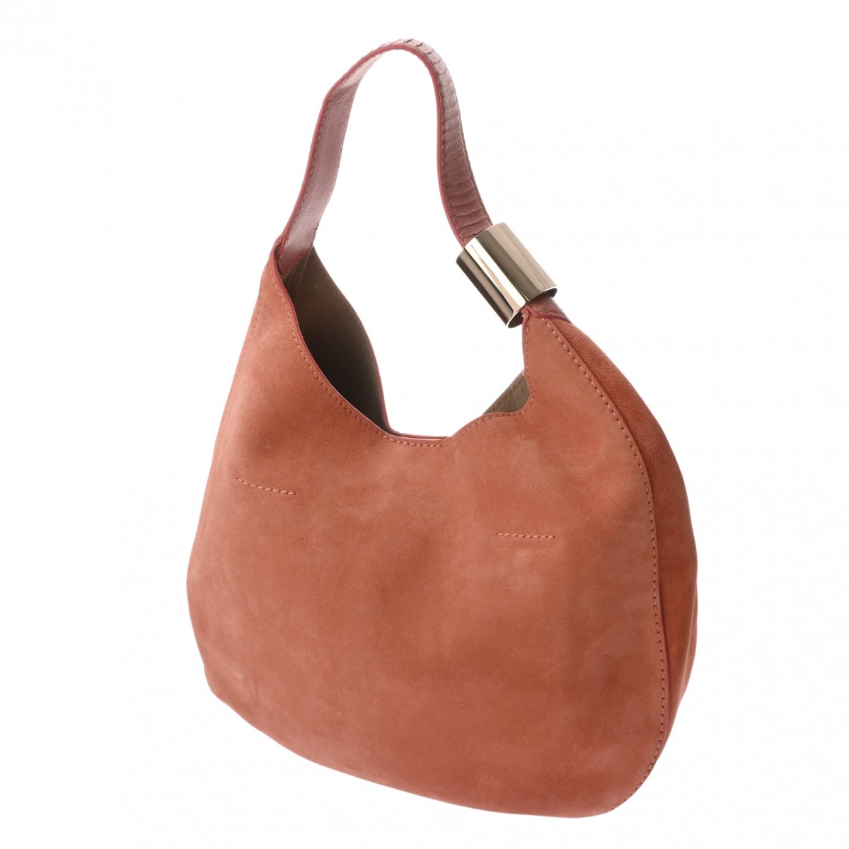 セミショルダー ピンク レディース スエード/レザー ショルダーバッグ ABランク 中古 銀蔵