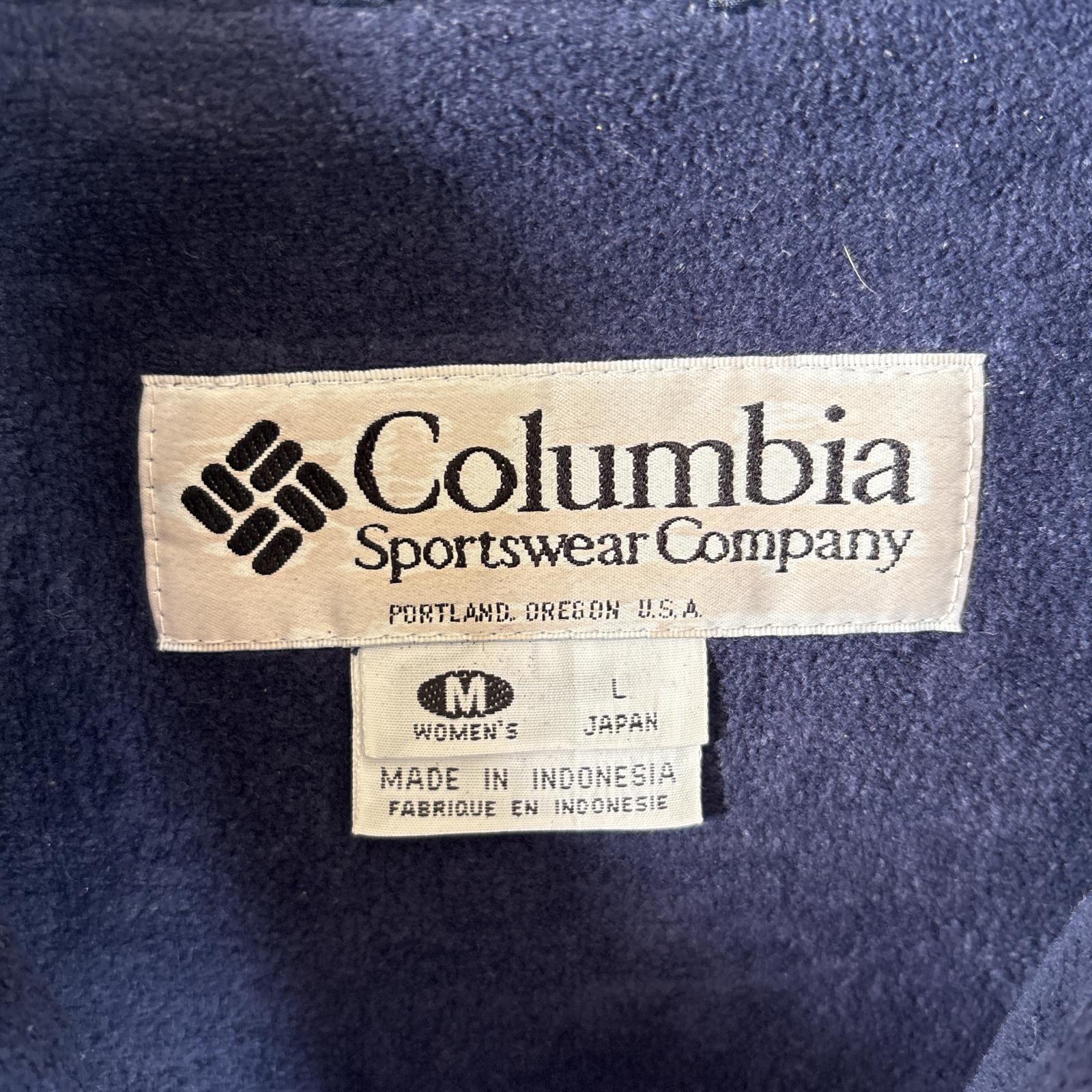 古着 90s/90年代 ナイロンジャケット インナーフリースジャケット ワンポイント M ブラック パープル レディース