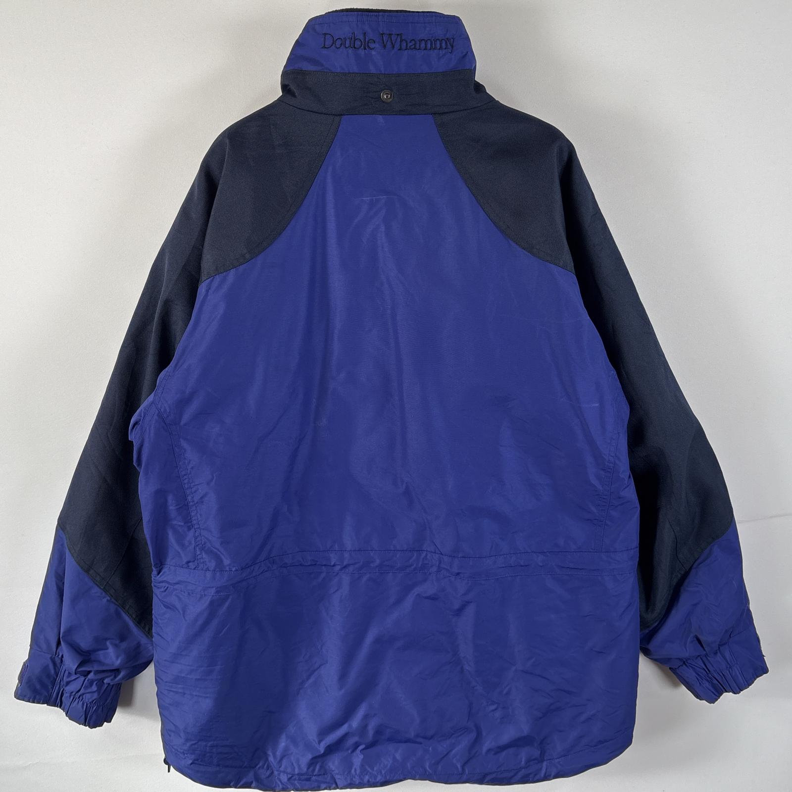 古着 90s/90年代 ナイロンジャケット インナーフリースジャケット ワンポイント M ブラック パープル レディース