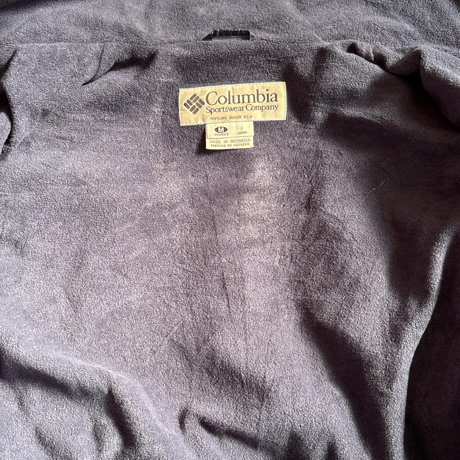 古着 90s/90年代 ナイロンジャケット インナーフリースジャケット ワンポイント M ブラック パープル レディース