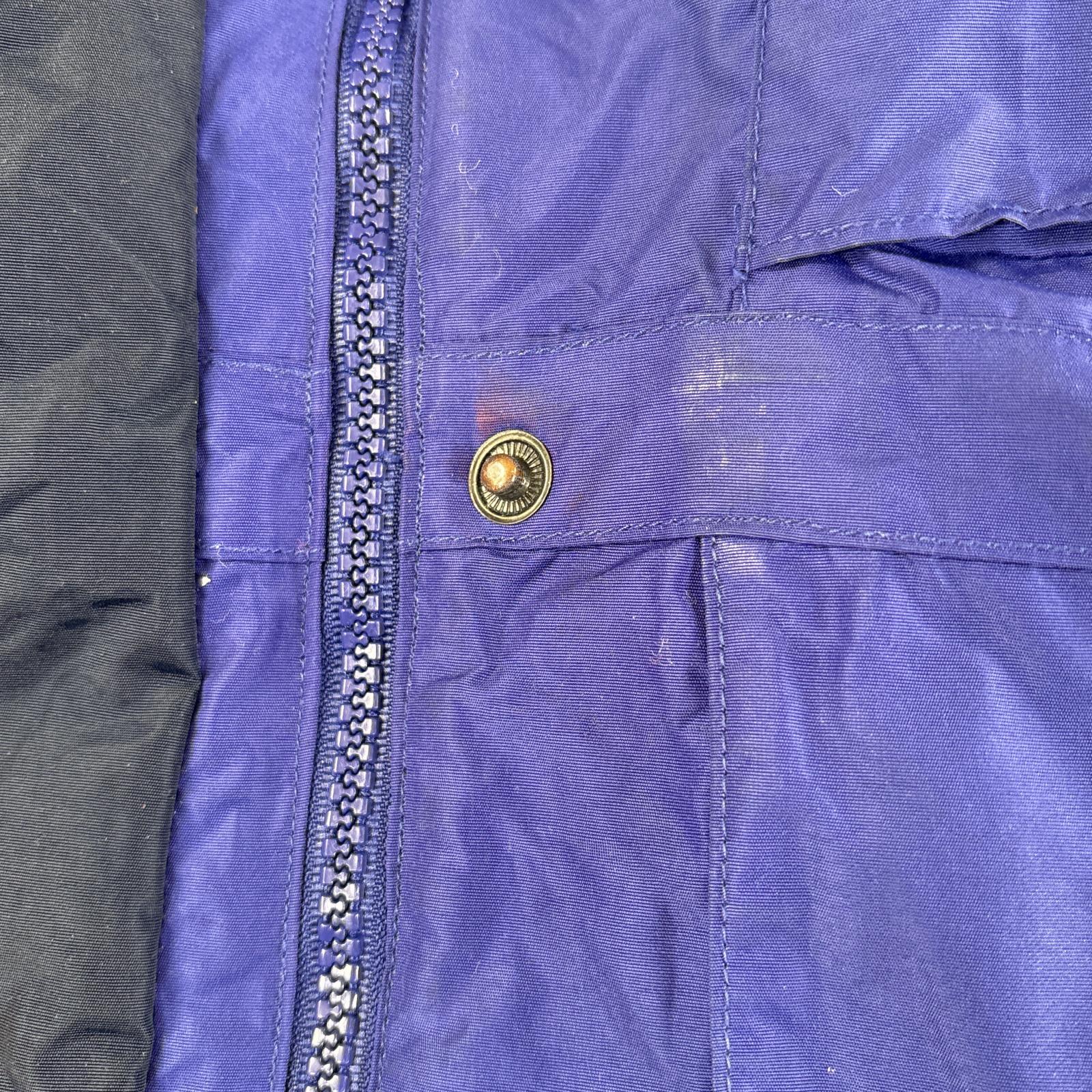 古着 90s/90年代 ナイロンジャケット インナーフリースジャケット ワンポイント M ブラック パープル レディース