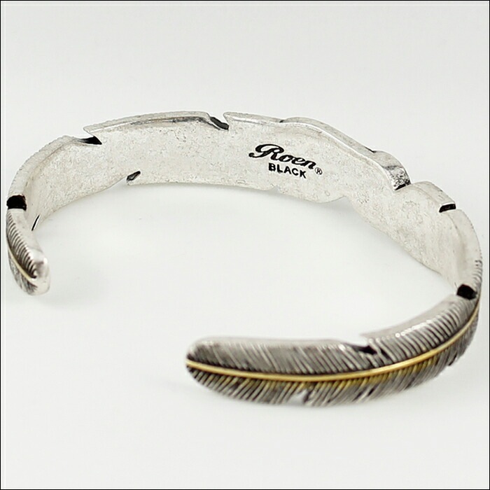 【即納】Roen BLACK ロエン ブラック フェザー バングル ブレスレット オニキス シルバー/イエローゴールド ストーン RO-303 RoenBLACK ロエンブラック 天然石 【即納】Roen BLACK ロエン ブラック フェザー バングル ブレスレット オニキス シルバー/イエローゴールド ストーン RO-303 RoenBLACK ロエンブラック 天然石