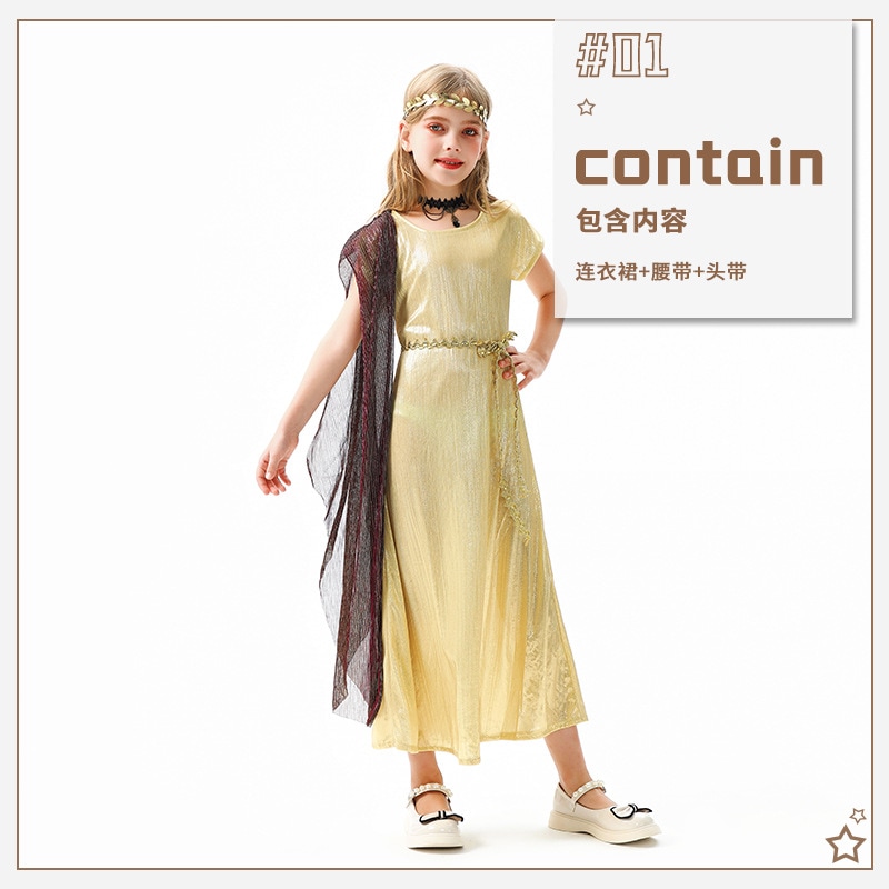 ハロウィンの子供用コスチューム古代ギリシャ・ローマ神話のコス女の子のドレスエジプトの女神の子供服パフォーマンスコスチューム ハロウィンの子供用コスチューム古代ギリシャ・ローマ神話のコス女の子のドレスエジプトの女神の子供服パフォーマンスコスチューム
