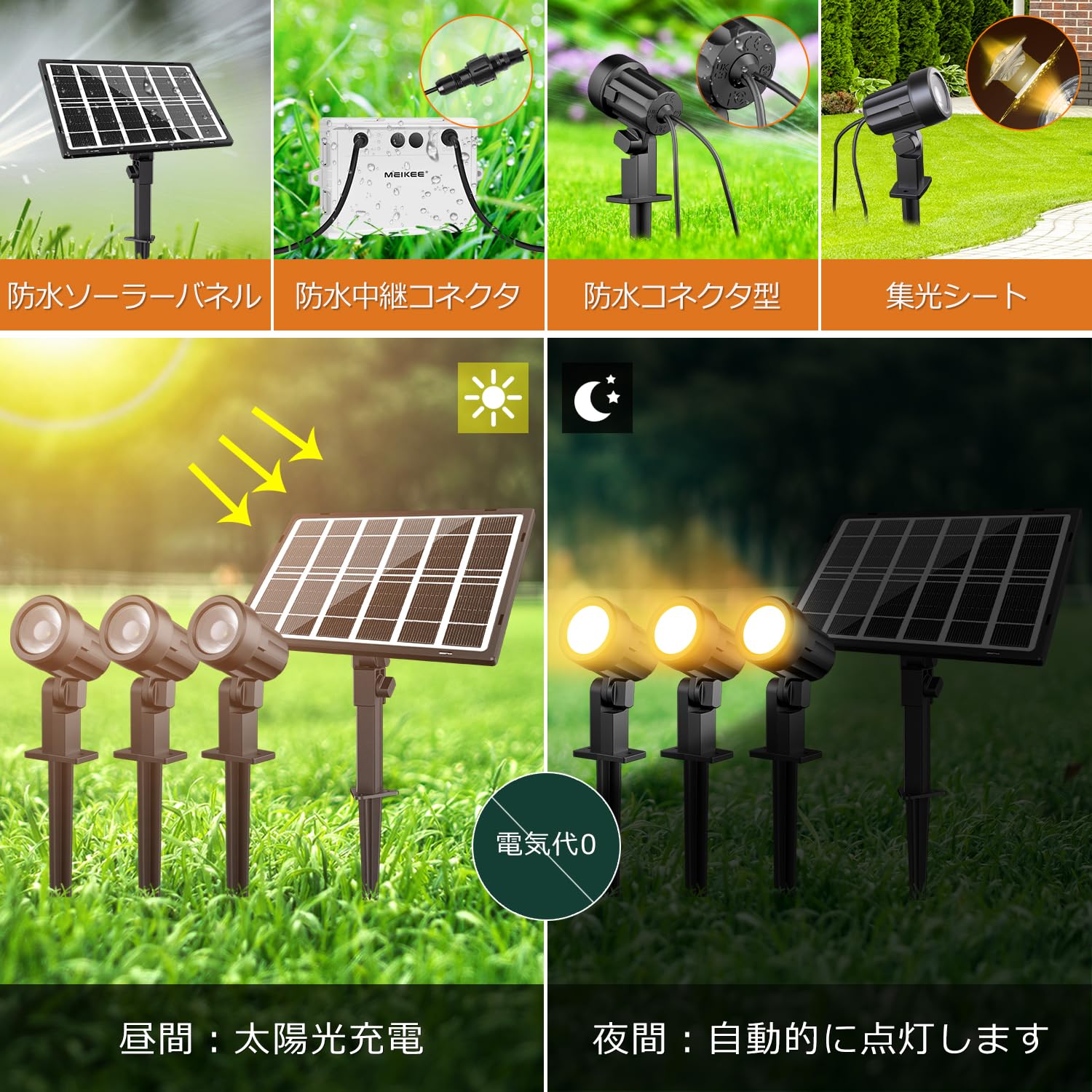 MEIKEE 改良版ソーラー ガーデンライト ソーラーライト 屋外 【リモコン付き】スポットライト電球色 昼白色 昼光色 3色切替 3段階調光 IP66防水 5000mAH 200LM*3 明暗センサ MEIKEE 改良版ソーラー ガーデンライト ソーラーライト 屋外 【リモコン付き】スポットライト電球色 昼白色 昼光色 3色切替 3段階調光 IP66防水 5000mAH 200LM*3 明暗センサ