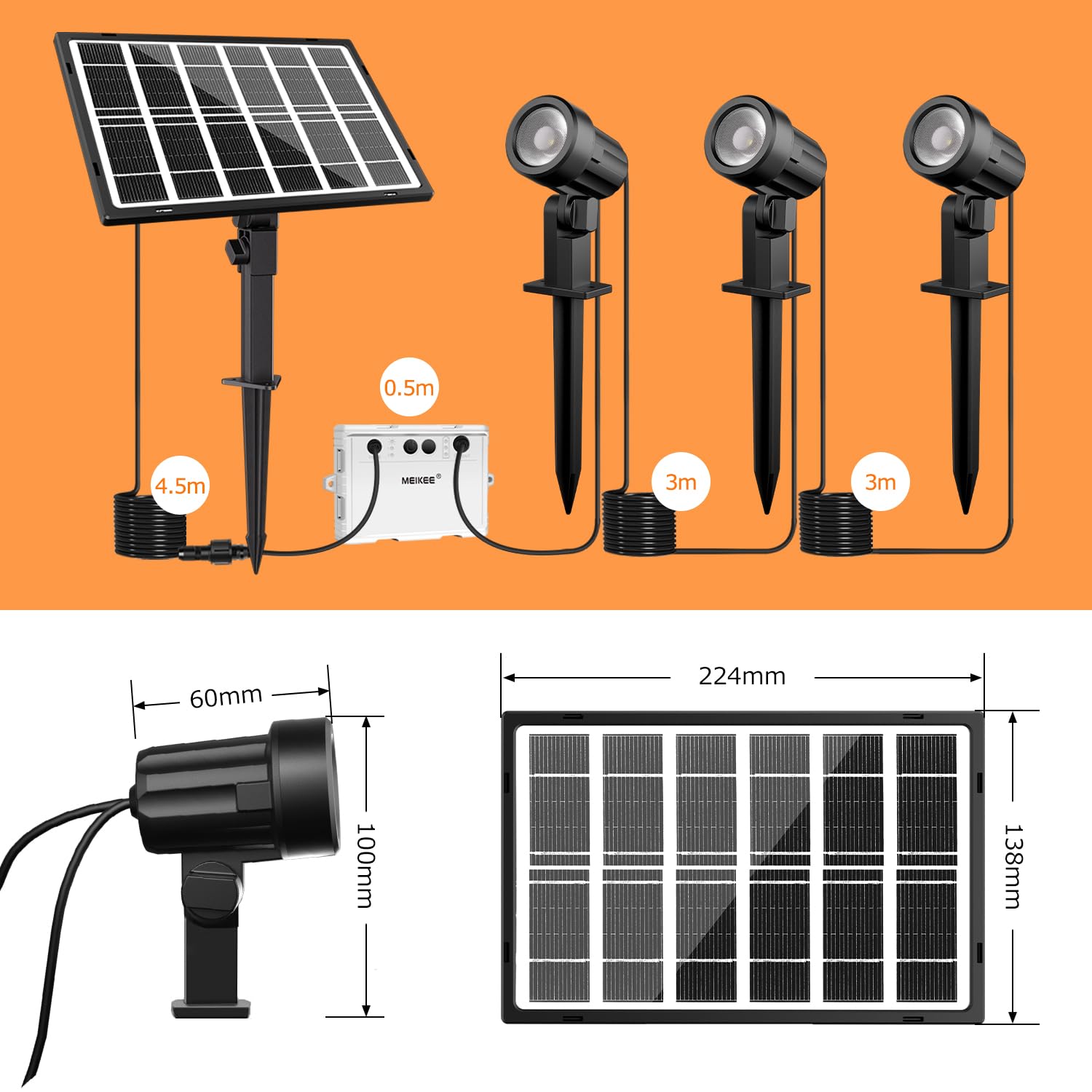 MEIKEE 改良版ソーラー ガーデンライト ソーラーライト 屋外 【リモコン付き】スポットライト電球色 昼白色 昼光色 3色切替 3段階調光 IP66防水 5000mAH 200LM*3 明暗センサ MEIKEE 改良版ソーラー ガーデンライト ソーラーライト 屋外 【リモコン付き】スポットライト電球色 昼白色 昼光色 3色切替 3段階調光 IP66防水 5000mAH 200LM*3 明暗センサ