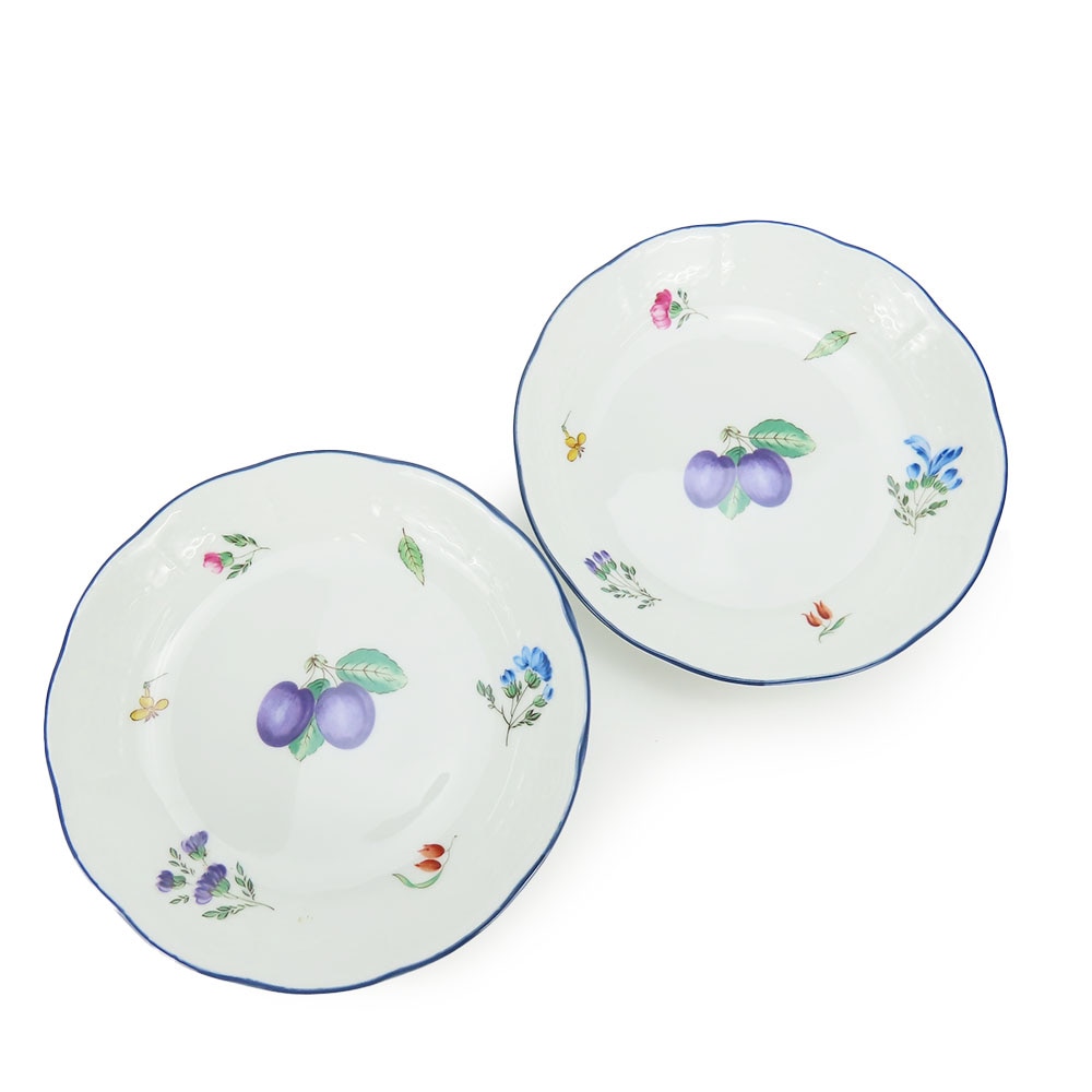 中古 食器 プレート イタリアンフルーツ 磁器 ホワイト ブルー パープル 2枚セット ペア ジノリ1735 レディース メンズ 中古 食器 プレート イタリアンフルーツ 磁器 ホワイト ブルー パープル 2枚セット ペア ジノリ1735 レディース メンズ