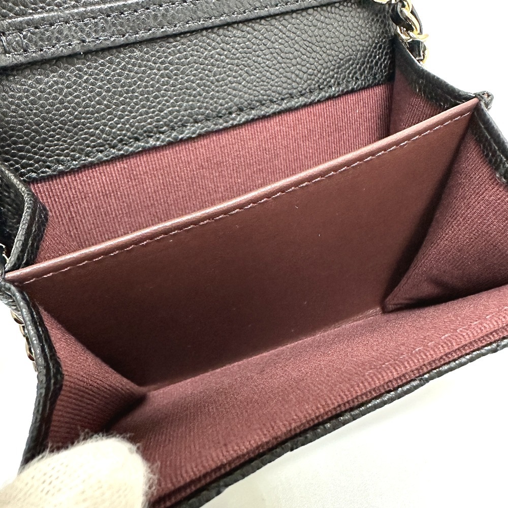 コインケース AP0238 ココマーク マトラッセ CC ポシェット 財布 ショルダーバッグ 斜め掛け キャビアスキン ブラック