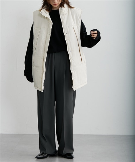 ダウンジャケット・コート ナイロン素材スタンドネックベストジャケット ［Soiunique］