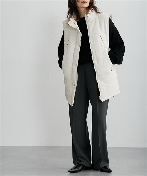 ダウンジャケット・コート ナイロン素材スタンドネックベストジャケット ［Soiunique］