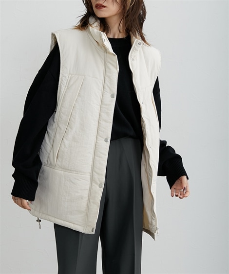 ダウンジャケット・コート ナイロン素材スタンドネックベストジャケット ［Soiunique］