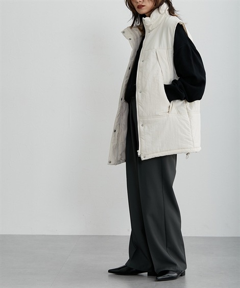 ダウンジャケット・コート ナイロン素材スタンドネックベストジャケット ［Soiunique］