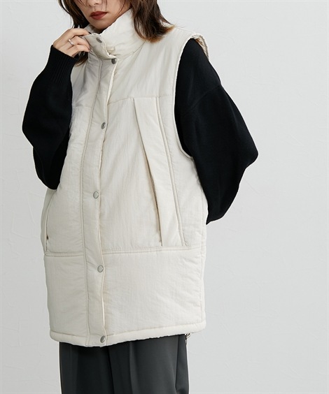 ダウンジャケット・コート ナイロン素材スタンドネックベストジャケット ［Soiunique］