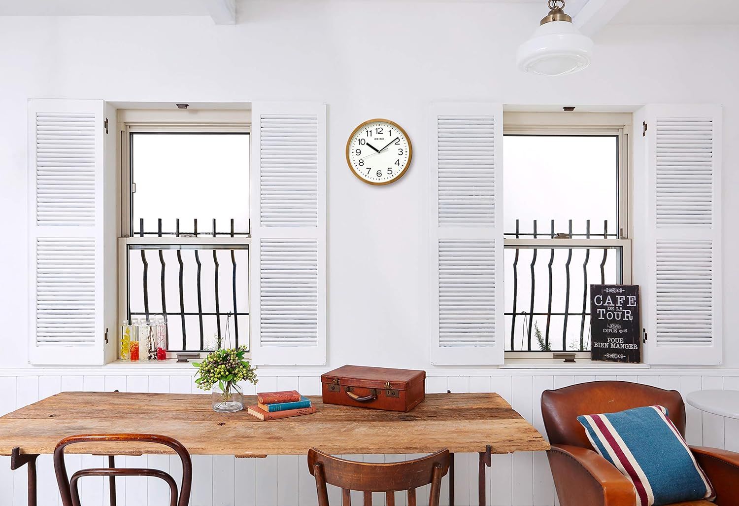 セイコークロック 掛け時計 天然色木地 直径30×4.7cm 電波 アナログ 木枠 KX249B & セイコー クロック 掛け時計 電波 アナログ 銀色 メタリック KX230S SEIKO【セット買