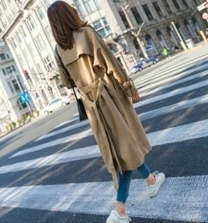 コンビニ 大人かっこいいロング丈トレンチコート レディース服 無 センターお
