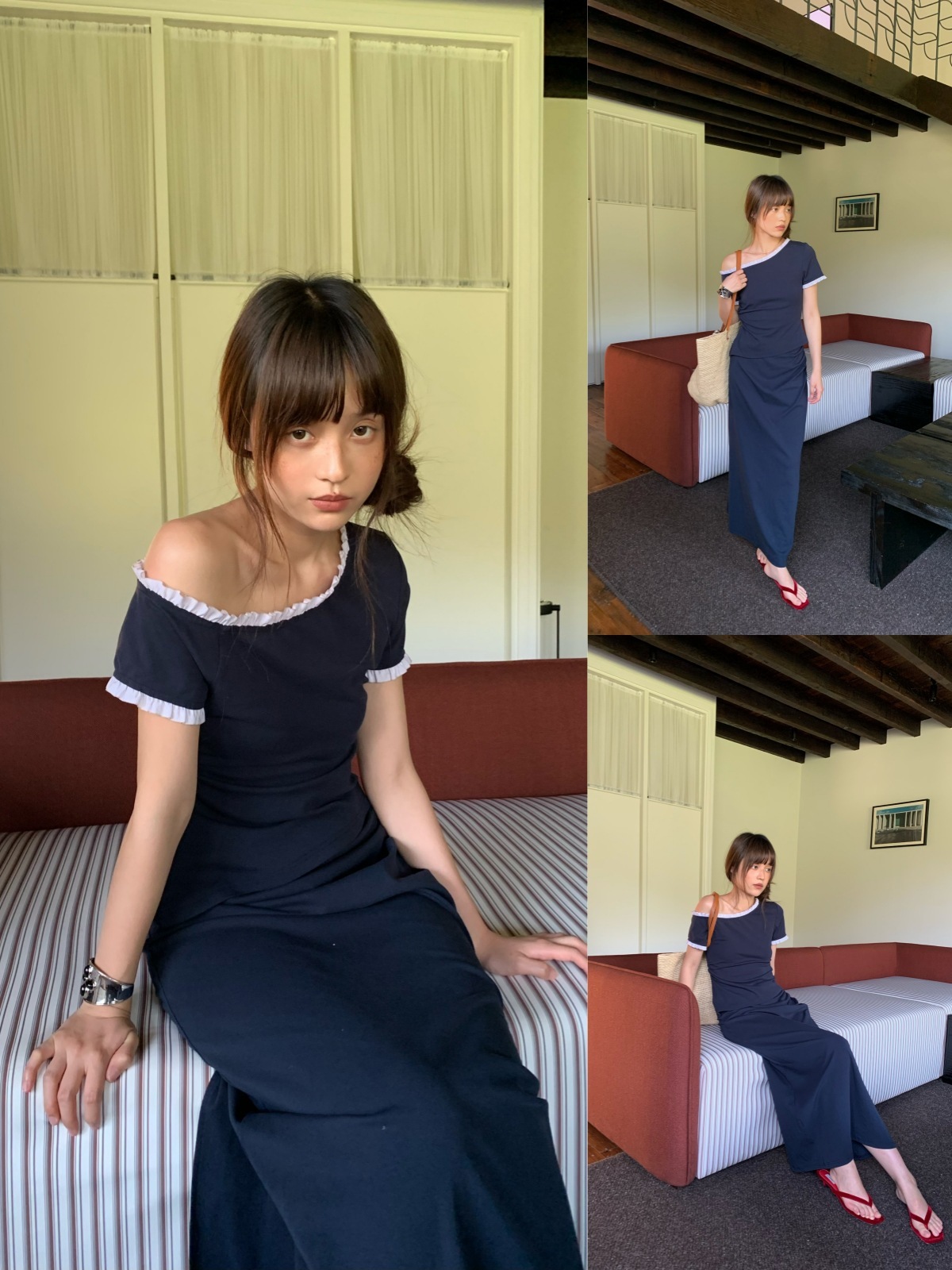 夏のフランスのファッションのスーツの女性のフリルのスカートの斜めの肩のtシャツの2つのセットのs5 350 夏のフランスのファッションのスーツの女性のフリルのスカートの斜めの肩のtシャツの2つのセットのs5 350