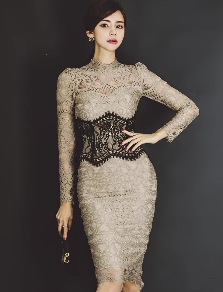 ドレス ワンピース パーティー 発表会 ステージ 舞台 フォーマル 長袖 スタンドカラー タイト スリム 細身 レース 刺繍 ウエストマーク 切り替えデザイン ドッキング ハイウエスト ドレス ワンピース パーティー 発表会 ステージ 舞台 フォーマル 長袖 スタンドカラー タイト スリム 細身 レース 刺繍 ウエストマーク 切り替えデザイン ドッキング ハイウエスト
