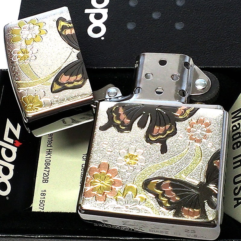 ZIPPO ライター 蝶 和柄 ジッポ シルバー 花 銀 デンチュウバン レディース メンズ プレゼント ギフト ZIPPO ライター 蝶 和柄 ジッポ シルバー 花 銀 デンチュウバン レディース メンズ プレゼント ギフト
