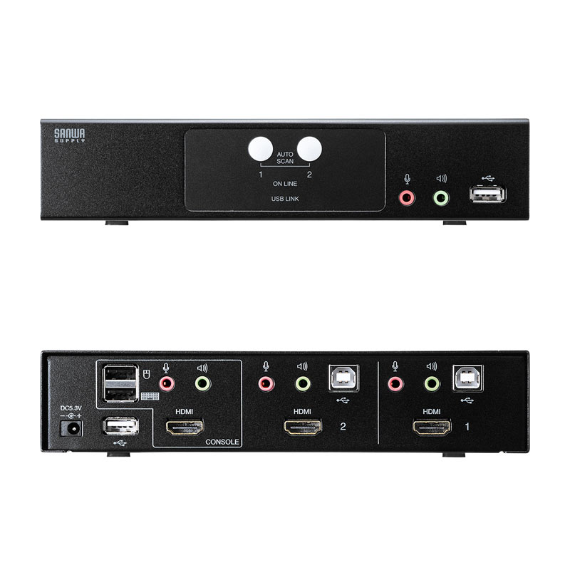 HDMI対応パソコン自動切替器 2:1 SW-KVM2HHC