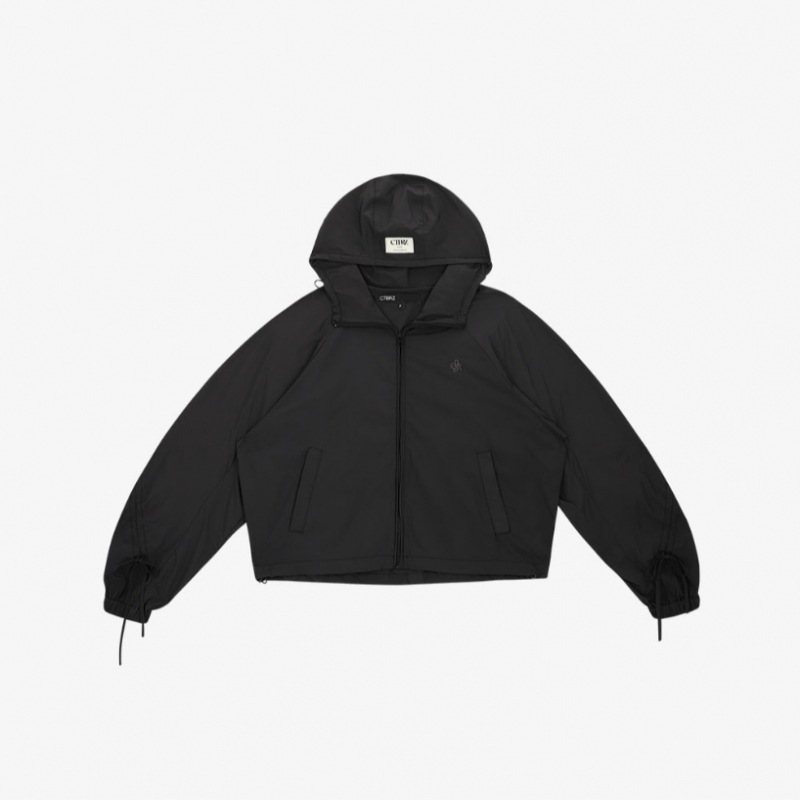 CITYBREEZE スリーブシャーリングフード付きジャンパーダークグレー