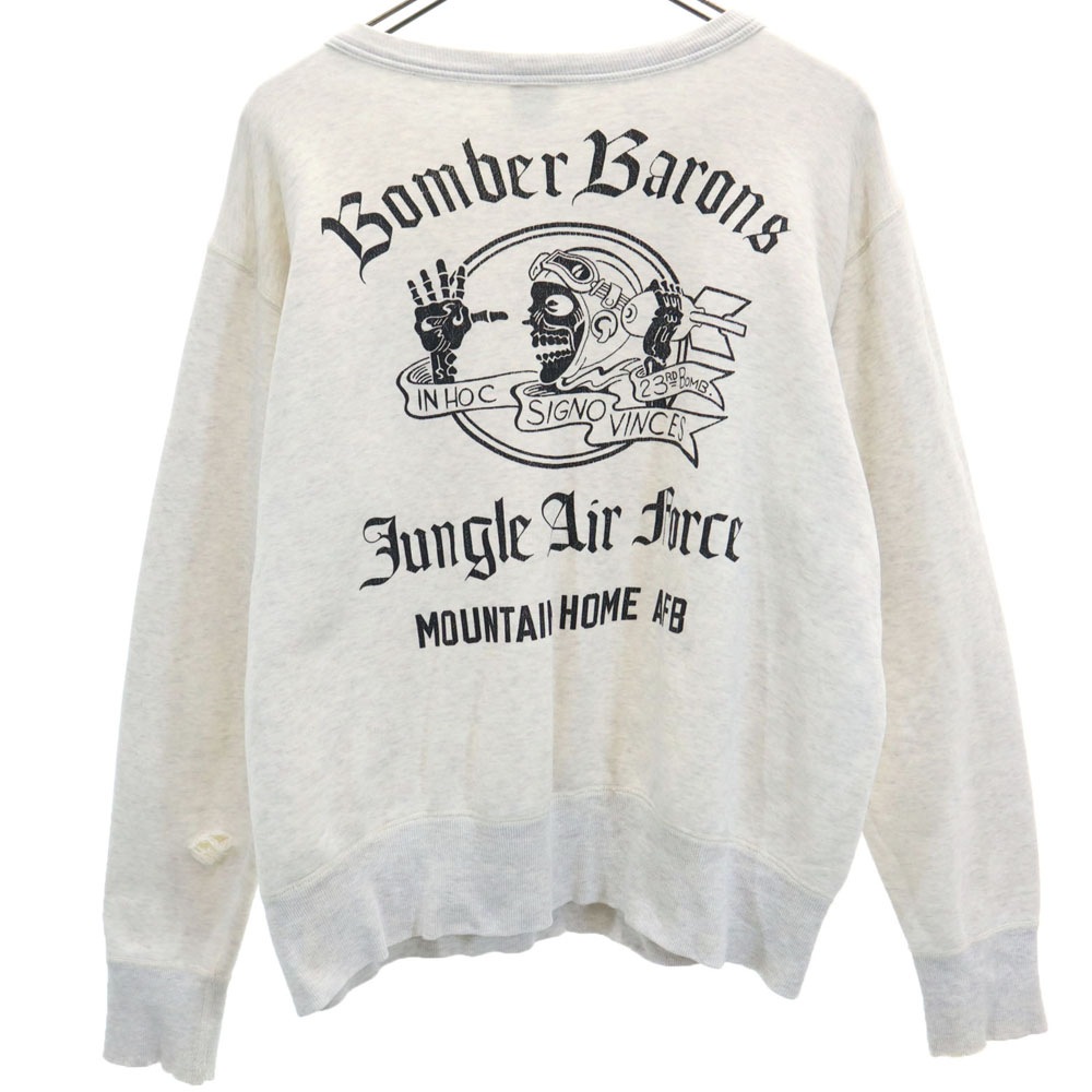 バックプリント 長袖 スウェット トレーナー M ライトグレー メンズ