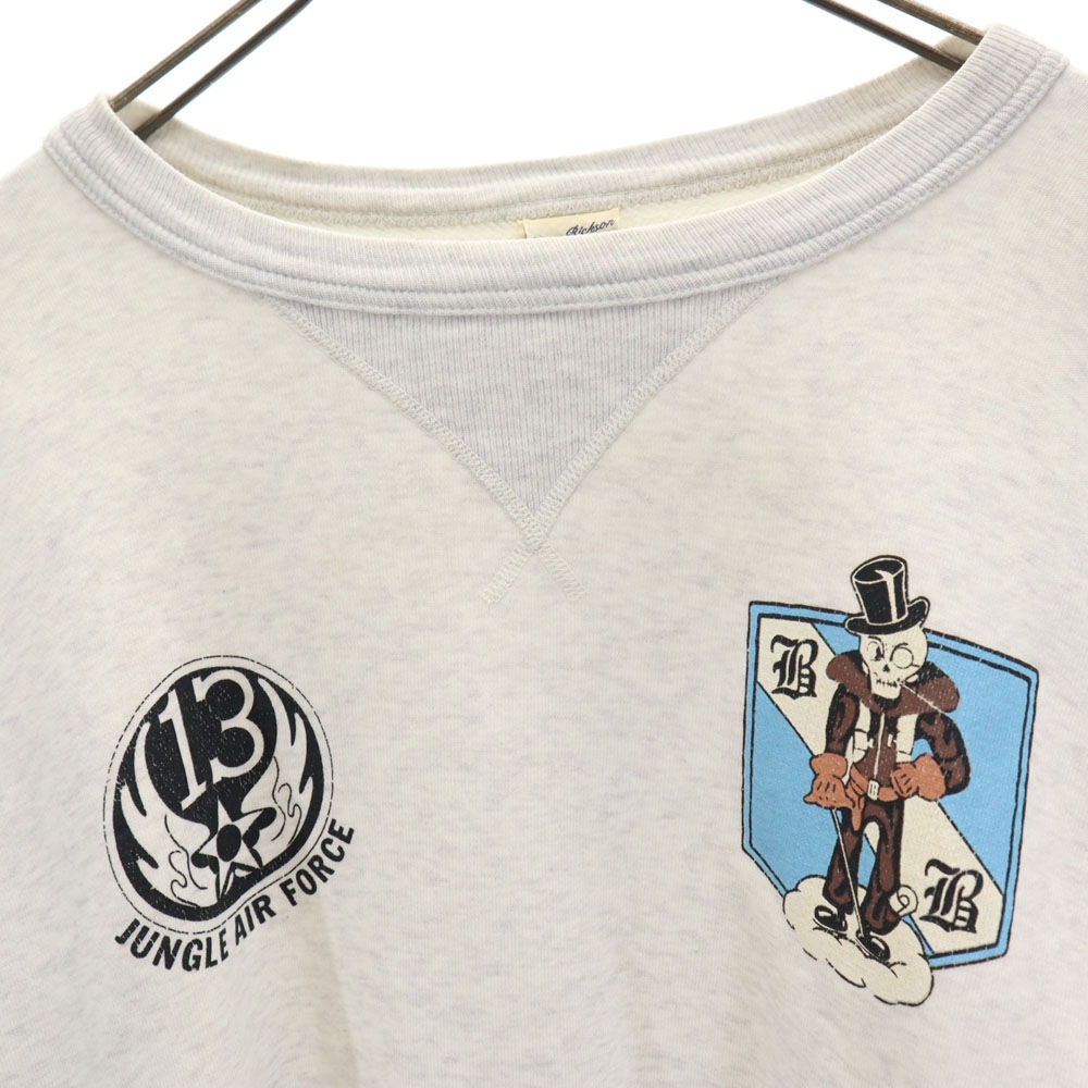 バックプリント 長袖 スウェット トレーナー M ライトグレー メンズ