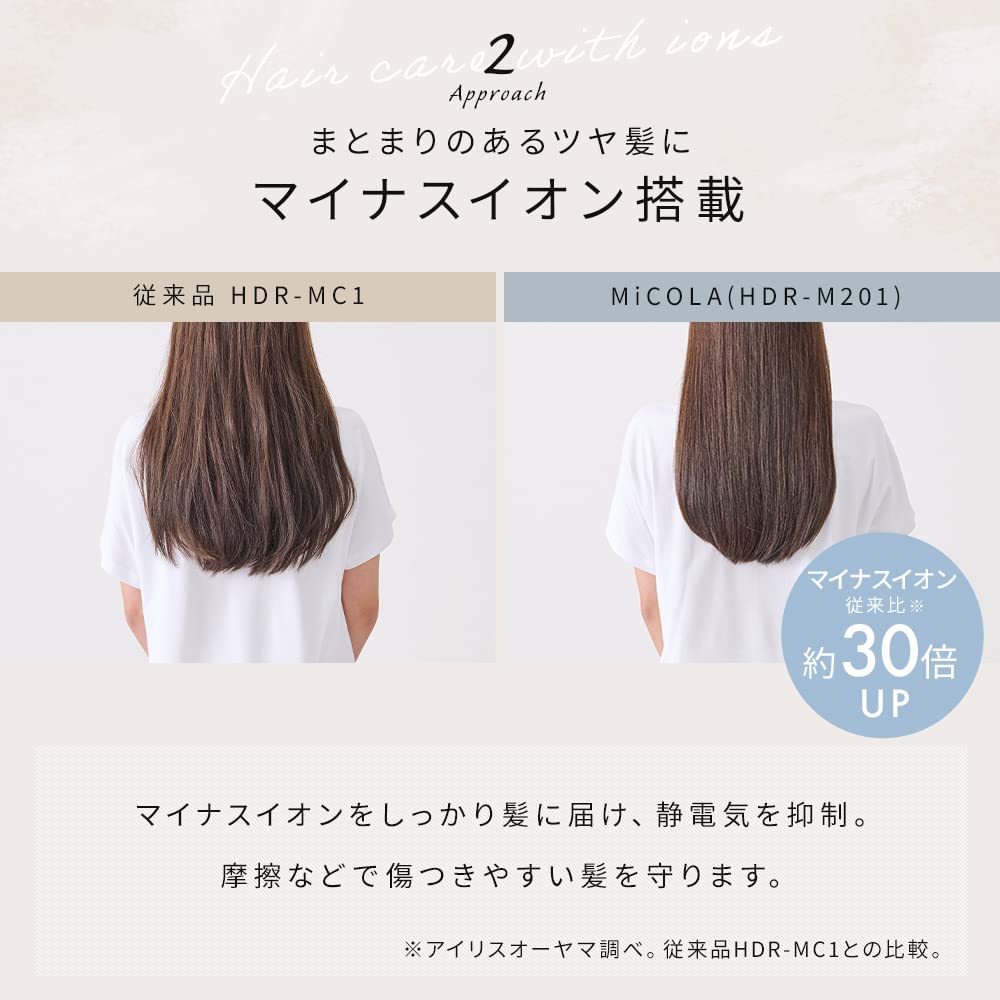 アイリスオーヤマ MiCOLA (ミコラ) ドライヤー 遠赤外線搭載 速乾 大風量 イオンドライヤー アタッチメント付き HDR-M201-T モカ アイリスオーヤマ MiCOLA (ミコラ) ドライヤー 遠赤外線搭載 速乾 大風量 イオンドライヤー アタッチメント付き HDR-M201-T モカ