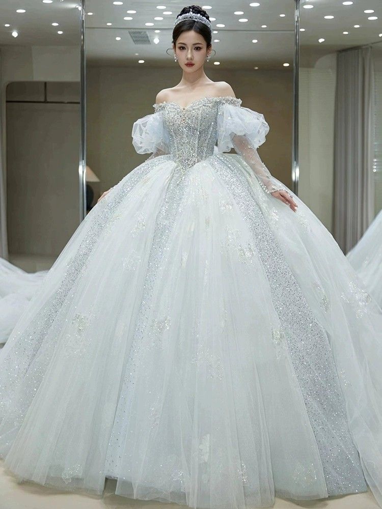 ブルー ワンショルダー ウェディングドレス 2024 花嫁 質感 プチトレーリング主糸 ブルー ワンショルダー ウェディングドレス 2024 花嫁 質感 プチトレーリング主糸