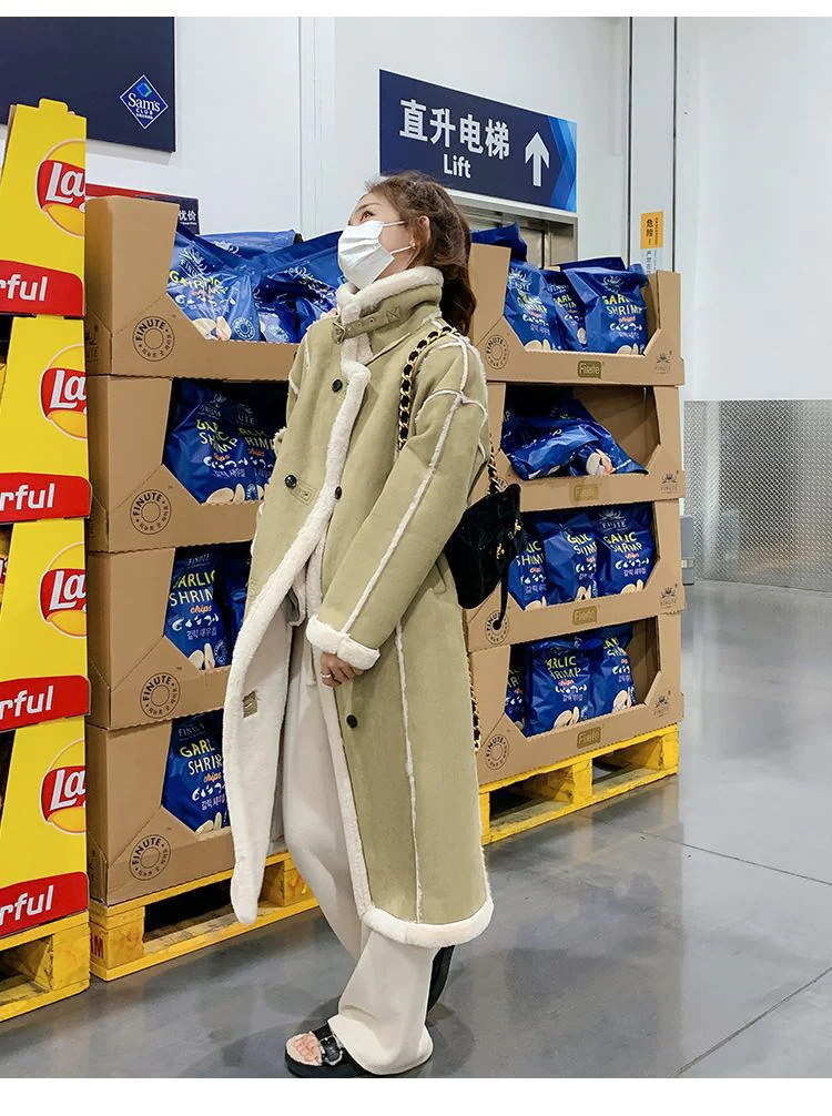 2025冬新品 スエード ボア 一体式 ロングコート フリース ファー 裏起毛 レディース アウタ 2025冬新品 スエード ボア 一体式 ロングコート フリース ファー 裏起毛 レディース アウタ