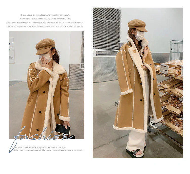 2025冬新品 スエード ボア 一体式 ロングコート フリース ファー 裏起毛 レディース アウタ 2025冬新品 スエード ボア 一体式 ロングコート フリース ファー 裏起毛 レディース アウタ