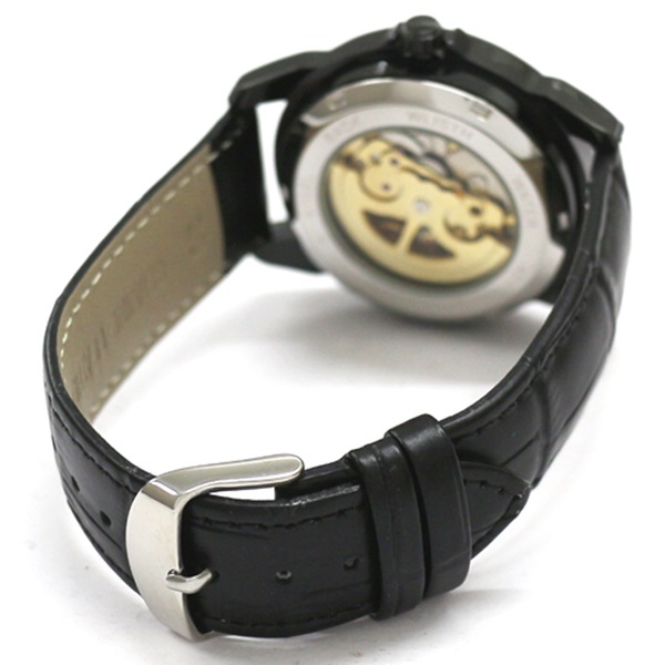 自動巻き腕時計 シンプル機能のスケルトンデザイン ブラックケース 革ベルト 機械式腕時計 WSA025-BLK メンズ腕時計 自動巻き腕時計 シンプル機能のスケルトンデザイン ブラックケース 革ベルト 機械式腕時計 WSA025-BLK メンズ腕時計