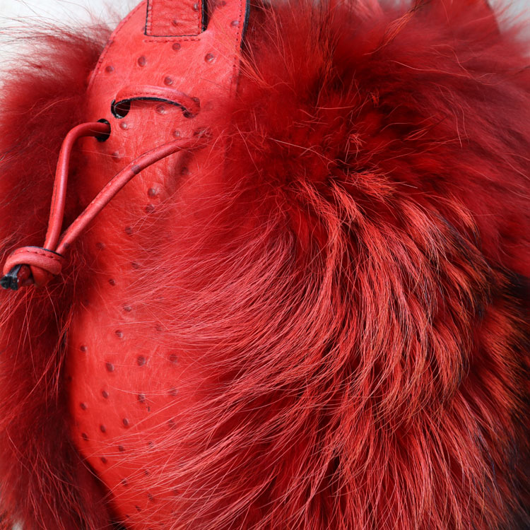 フィンラクーン ファー オーストリッチ レザー ショルダー バッグ レッド レディース 送料無料 ギフト プレゼント フィンラクーン ファー オーストリッチ レザー ショルダー バッグ レッド レディース 送料無料 ギフト プレゼント