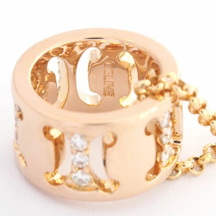 【新品仕上げ済み】【新品同様】セリーヌ トリオンフ 透かしリング K18PG ダイヤモンド 【ペンダント】