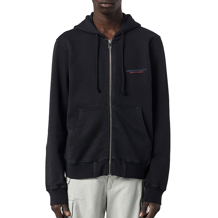 ジップアップスウェットパーカー メンズ S-GINN-HOOD-ZIP-IND ガーメントダイウォッシュ加工 ロゴプリント die-m-t-f8-1pm