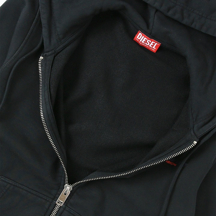 ジップアップスウェットパーカー メンズ S-GINN-HOOD-ZIP-IND ガーメントダイウォッシュ加工 ロゴプリント die-m-t-f8-1pm