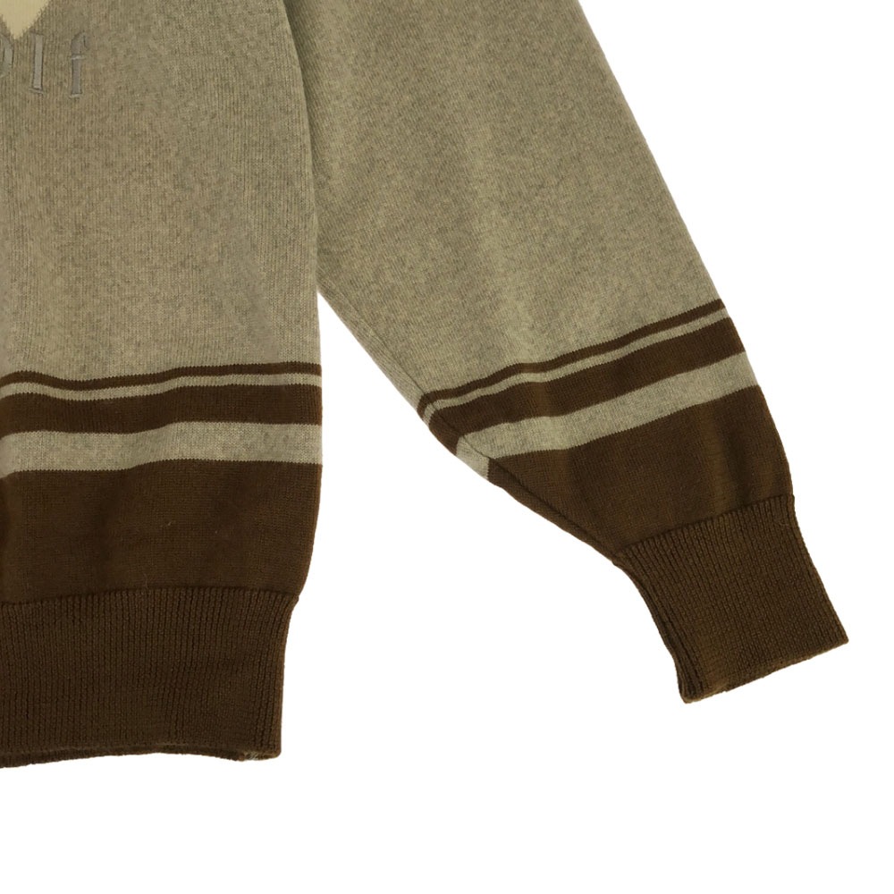 90s オールド ゴルフ 長袖 セーター 1 ベージュ×ブラウン GOLF ニット 日本製 ウール メンズ