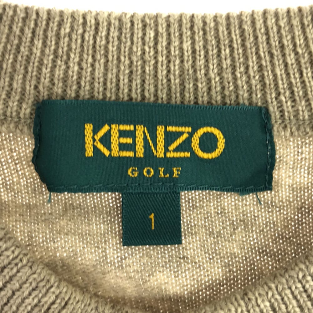 90s オールド ゴルフ 長袖 セーター 1 ベージュ×ブラウン GOLF ニット 日本製 ウール メンズ