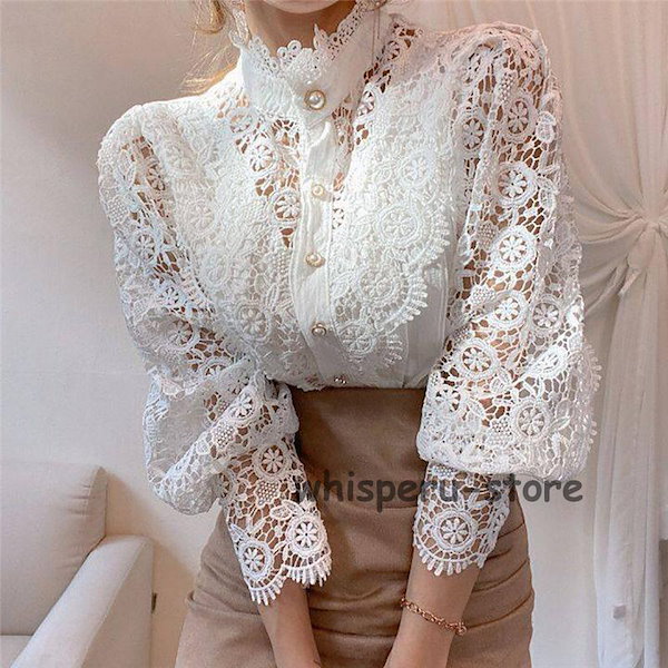 Qoo10] シャツ ブラウス 花柄レース トップス