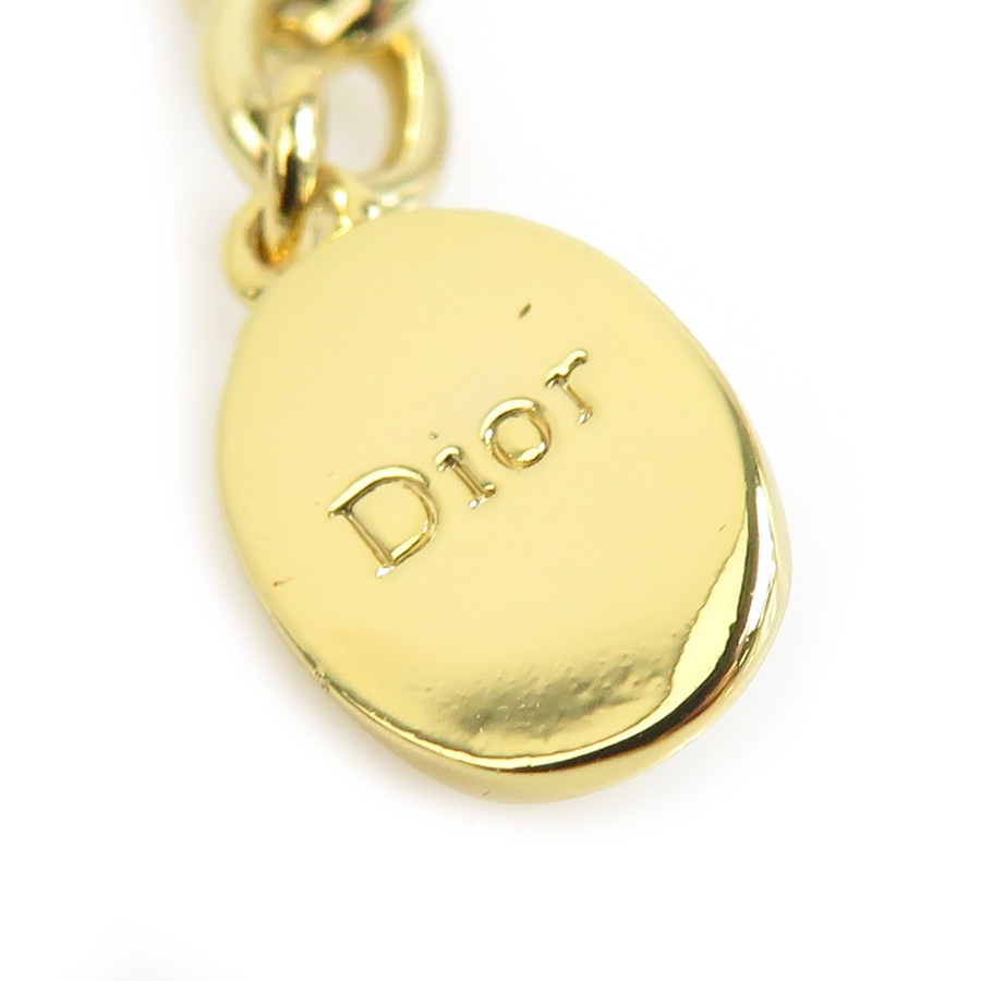 Dior☆ブレスレット ロゴ メタルプレート パール エレガント 新品同様 クリスチャンディオール ロゴプレート ブレスレット