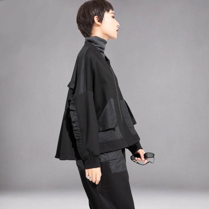 完売御礼アウター ジャケット ブルゾン レディース おしゃれ 大人可愛い ブラック モノトーン 長袖 マニッシュ ナイロン 大きめ オーバーサイズ カジュアル 大人かわいい こなれ感 インスタ映え ア