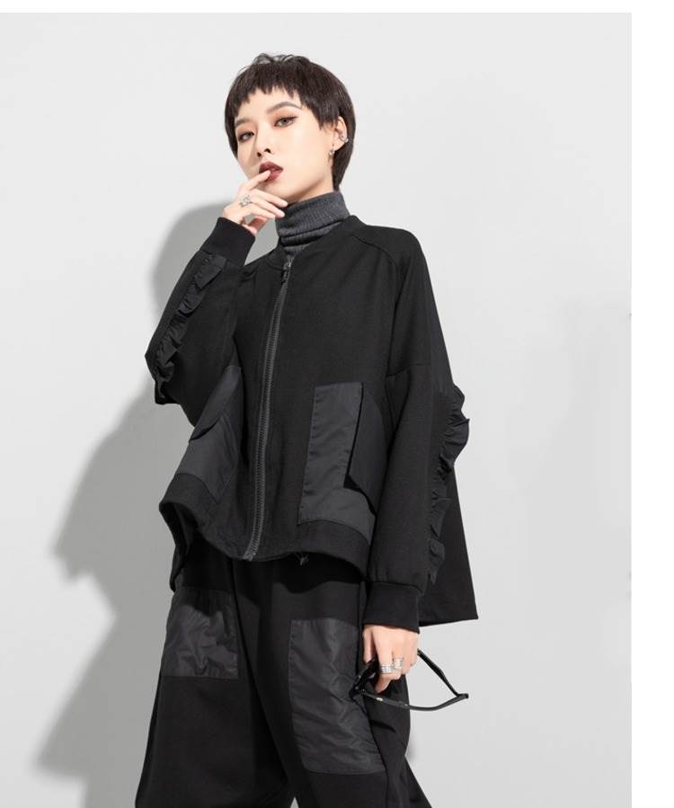 完売御礼アウター ジャケット ブルゾン レディース おしゃれ 大人可愛い ブラック モノトーン 長袖 マニッシュ ナイロン 大きめ オーバーサイズ カジュアル 大人かわいい こなれ感 インスタ映え ア