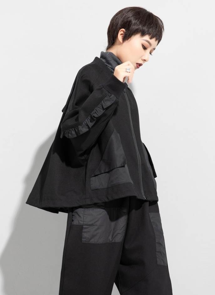 完売御礼アウター ジャケット ブルゾン レディース おしゃれ 大人可愛い ブラック モノトーン 長袖 マニッシュ ナイロン 大きめ オーバーサイズ カジュアル 大人かわいい こなれ感 インスタ映え ア